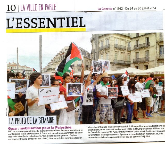 14_07_24_REVUE PRESSE - La gazette - Montpellier - Gaza - la photo de la semaine003
